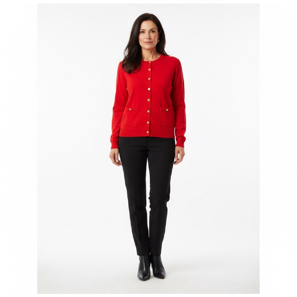 Milano Design Group Red Cardigan with Gold Buttons, Size XL